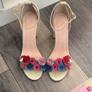 Kate Spade Beige Heels with Floral Accents